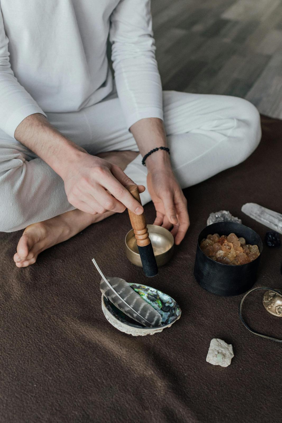 Therapist offering Reiki at the end of a massage treatment