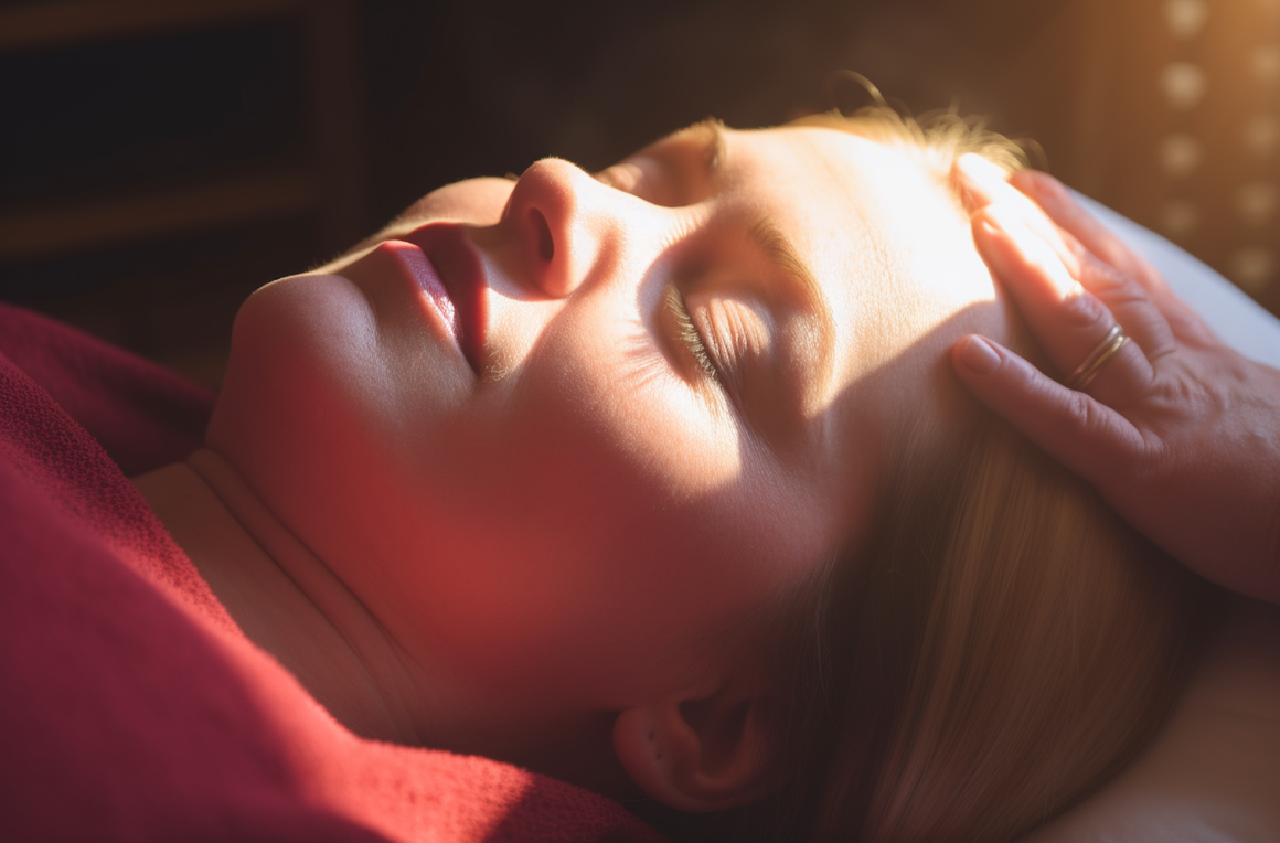Hands hovering above a person during an energy healing session